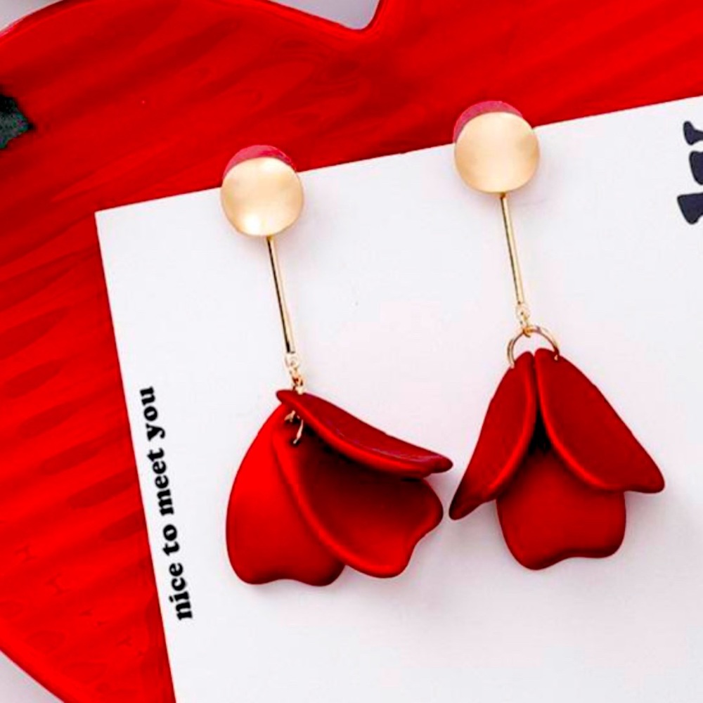 Red Petals Acrylic Earring Collection